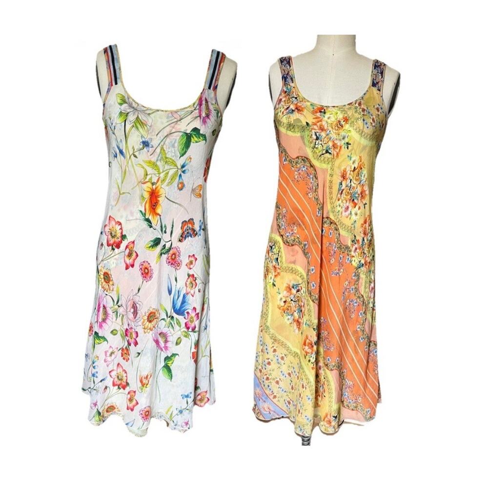 Johnny Was S Biana Reversible Midi Dress Floral Boho Resort Fairy Whimsical $298
